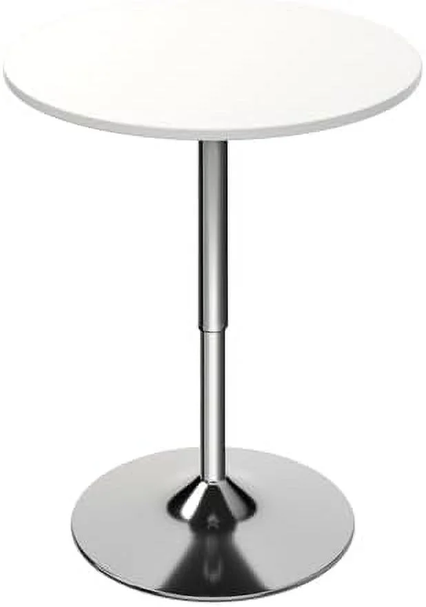 JYHOME 23.5'' Round Adjustable Height Wood  Pub Table Adjustable Range 27.5"-36" Living Room Dining Room  Cocktail Table (White Black)