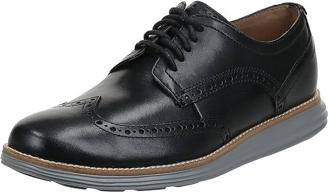 Cole Haan Grand Tour Wing Oxford Black Leather/Ironstone Lace Up Cutout Sneakers (Black Leather/Ironstone, 9)