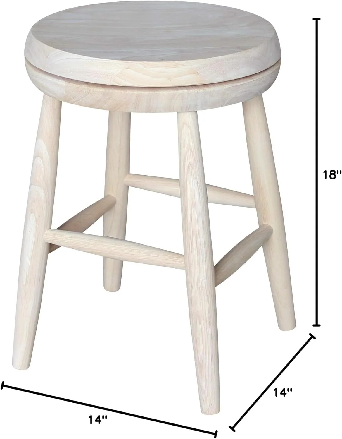 Swivel Stool Barstool, 18 Inch, Unfinished