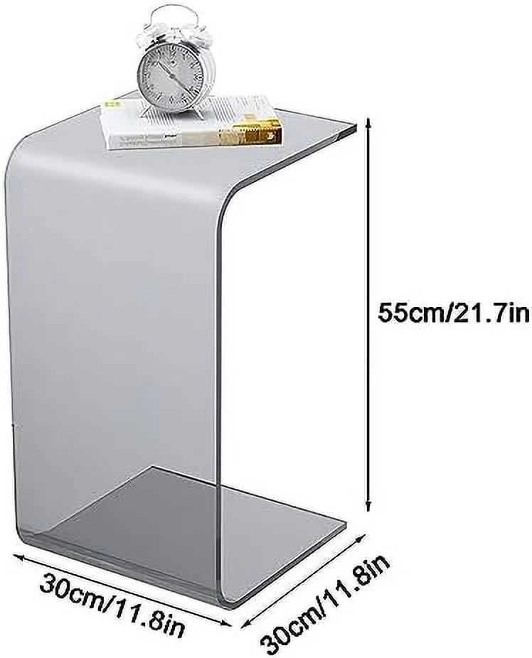 GVJMTKP C Shaped End Table Acrylic Sofa   Modern Design Clear Home Decor Display End Table for Living Room (Color   Brown  Size   30x30x55cm)
