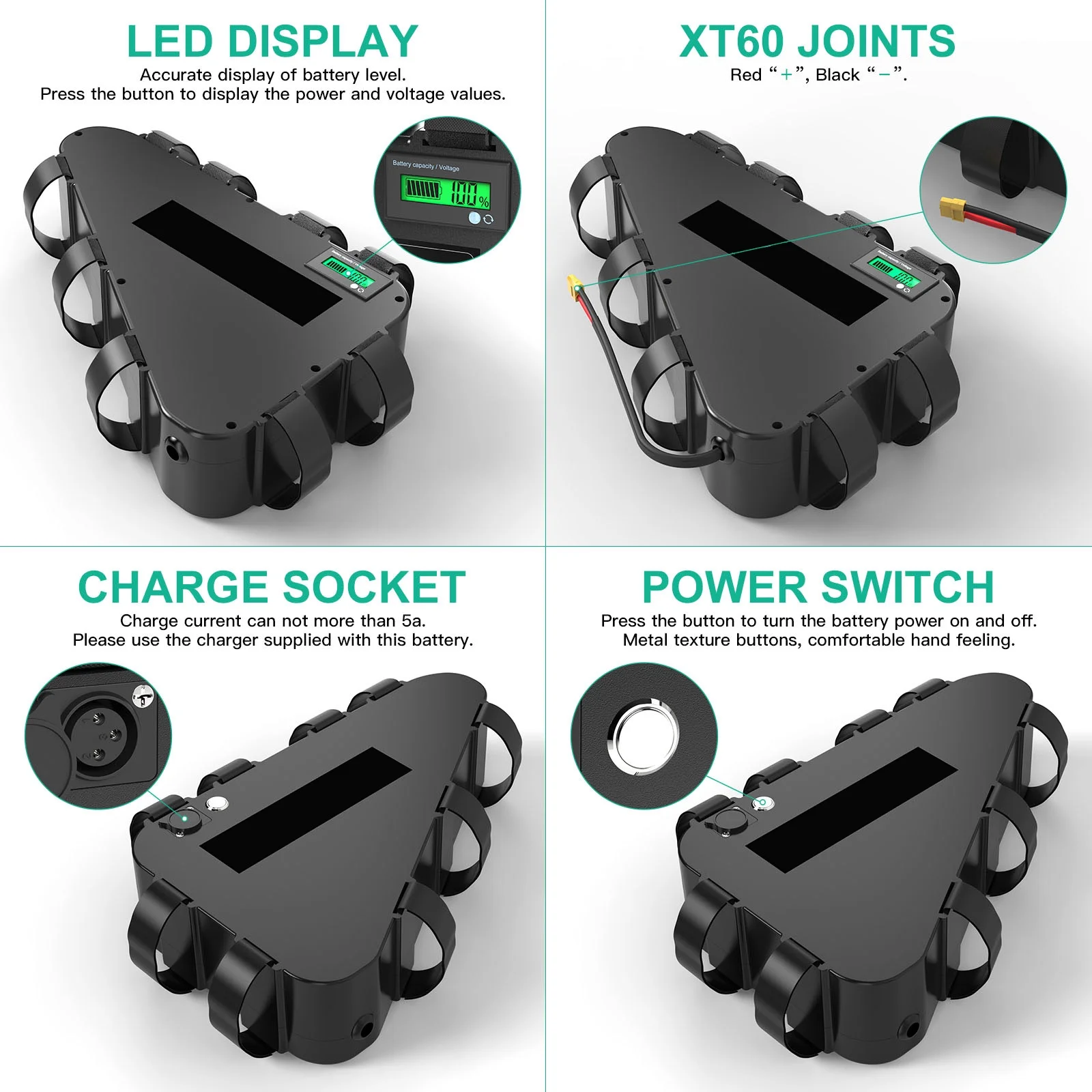 BVSLTUK 48V Ebike Battery 28.8AH Lg4800Mah Cell Bike Battery Pack for 200W-1500W Bafang Aw Ancheer Voilamart and Other Motors Electric Bicycle Battery.