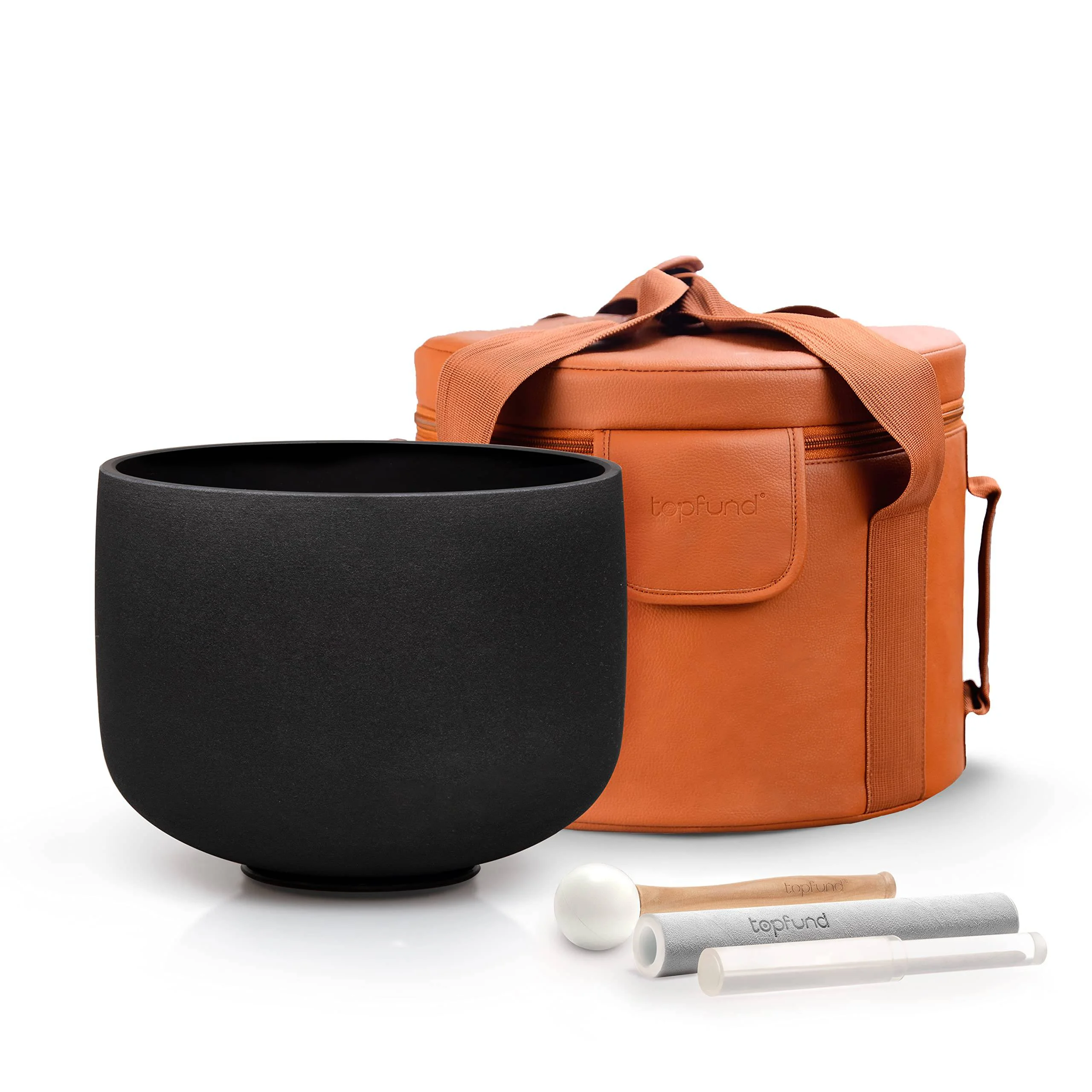 TOPFUND Black C Note 8 inch Crystal Singing Bowl Root Chakra with Heavy Duty Carrying Case and Suede Stick