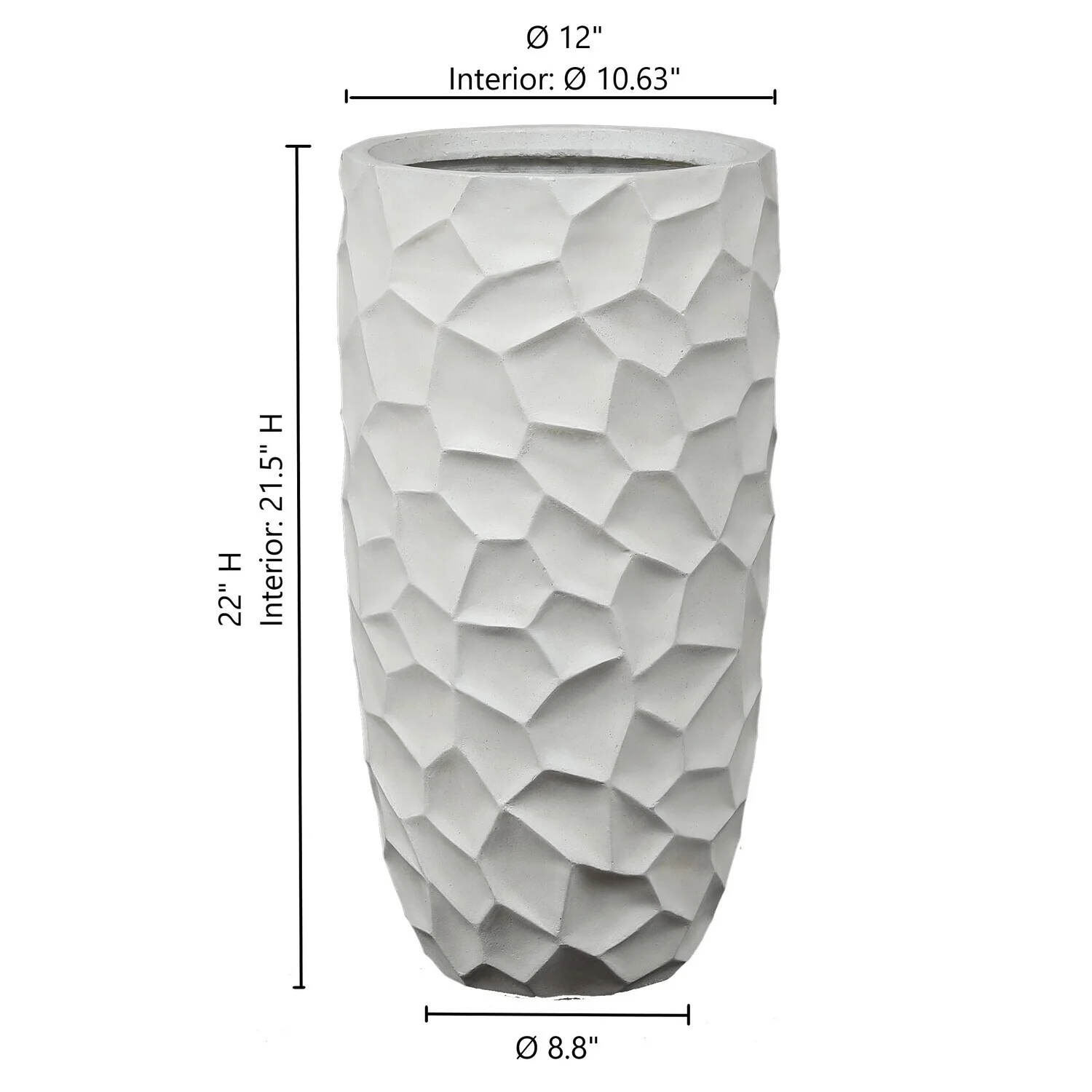 HomeStock Mountain Lodge White Mgo 22In. H Geometric Pattern Round Tall Planter