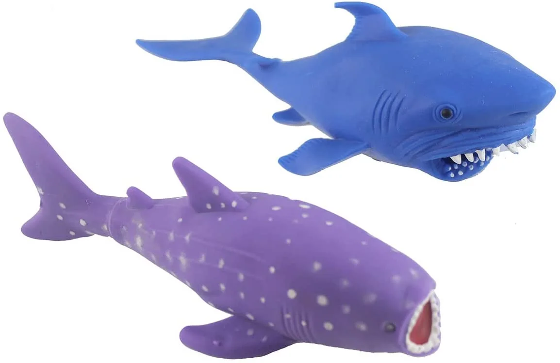 Set of 2 Shark Sand Filled Squishy Animals - Moldable Sensory, Stress, Squeeze Fidget Toy ADHD Special Needs Soothing Ocean Animal