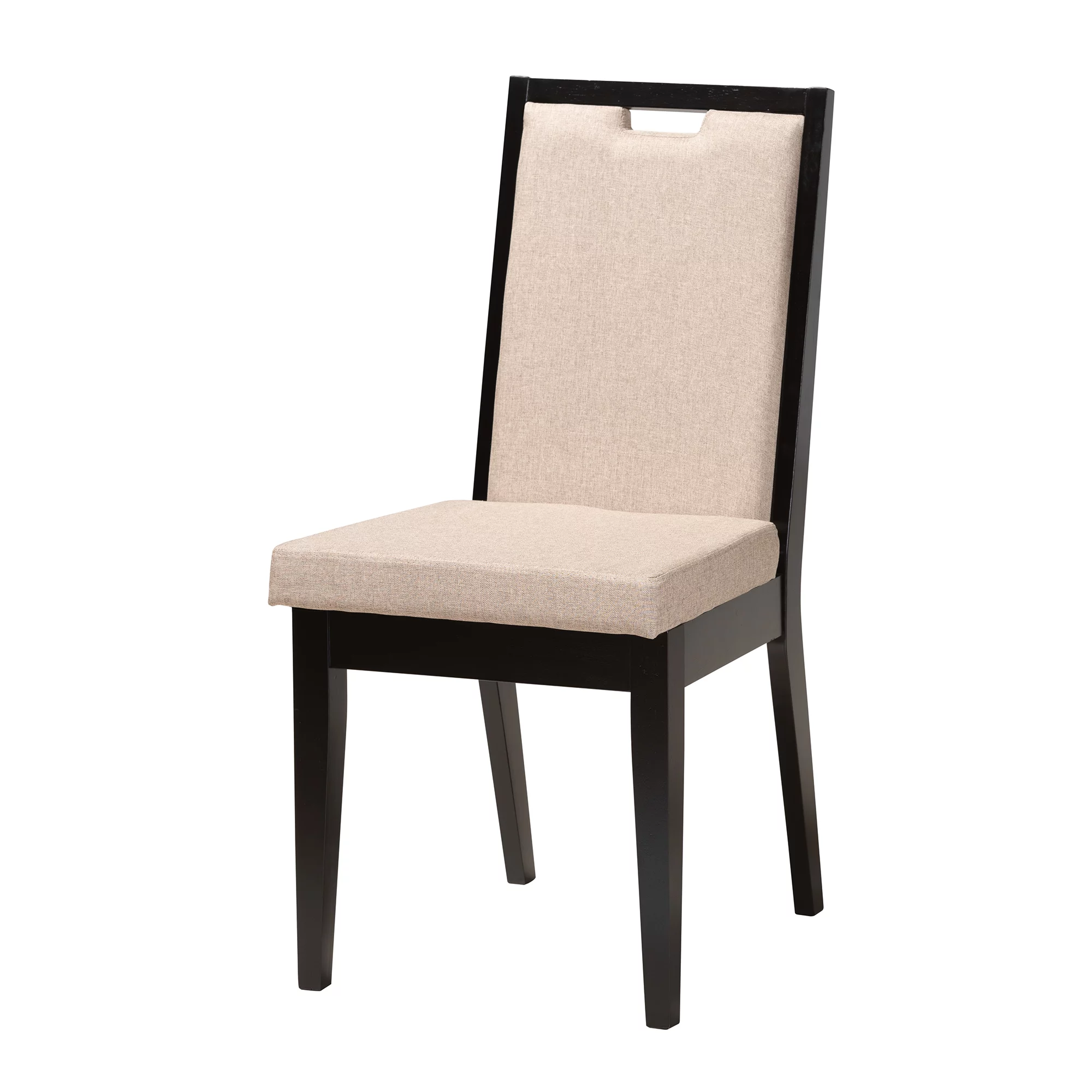 Baxton Studio Nia Modern Beige Fabric and Dark Brown Finished Wood 5-Piece Dining Set