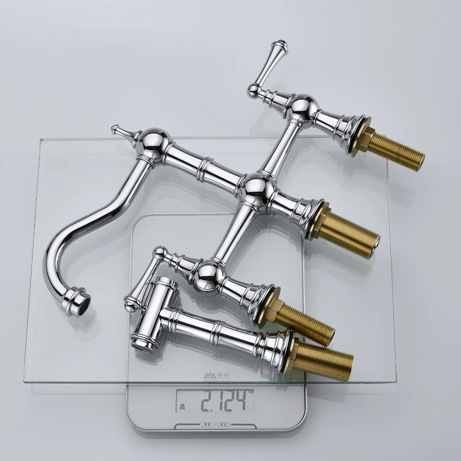 DremFaryoyo Bridge Dual Handles Kitchen Faucet With Pull-Out Side Spray in