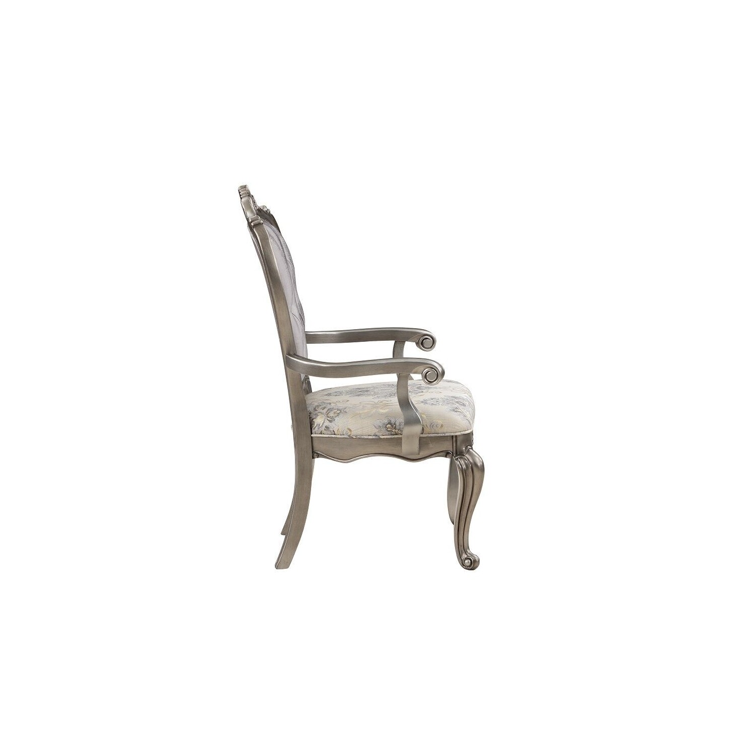 Aria 27 Inch Side Dining Chair Set of 2 Velvet Antique Platinum Tone