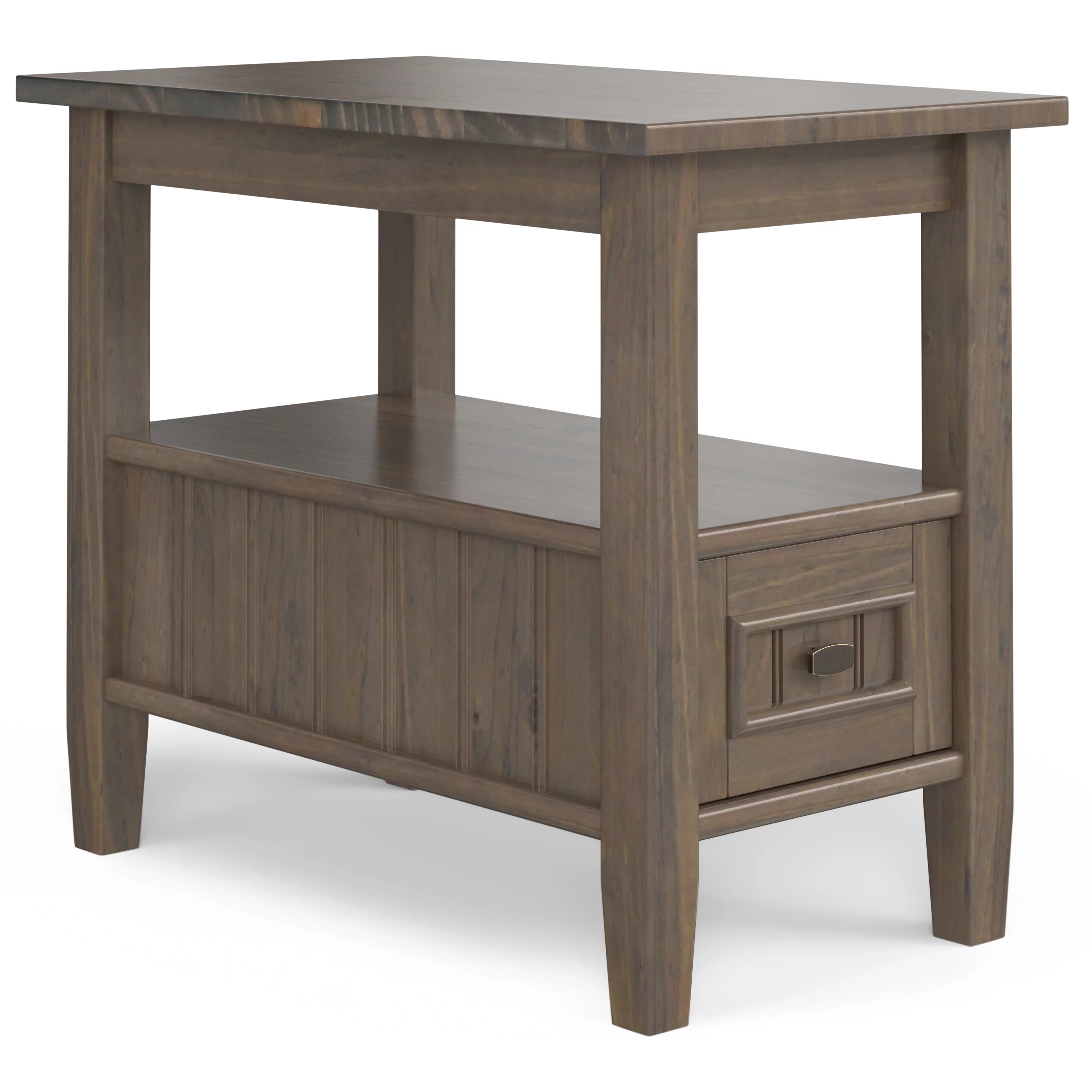 Simpli Home Lev SOLID WOOD 14 inch Wide Rectangle Transitional Narrow End Table in Smoky Brown