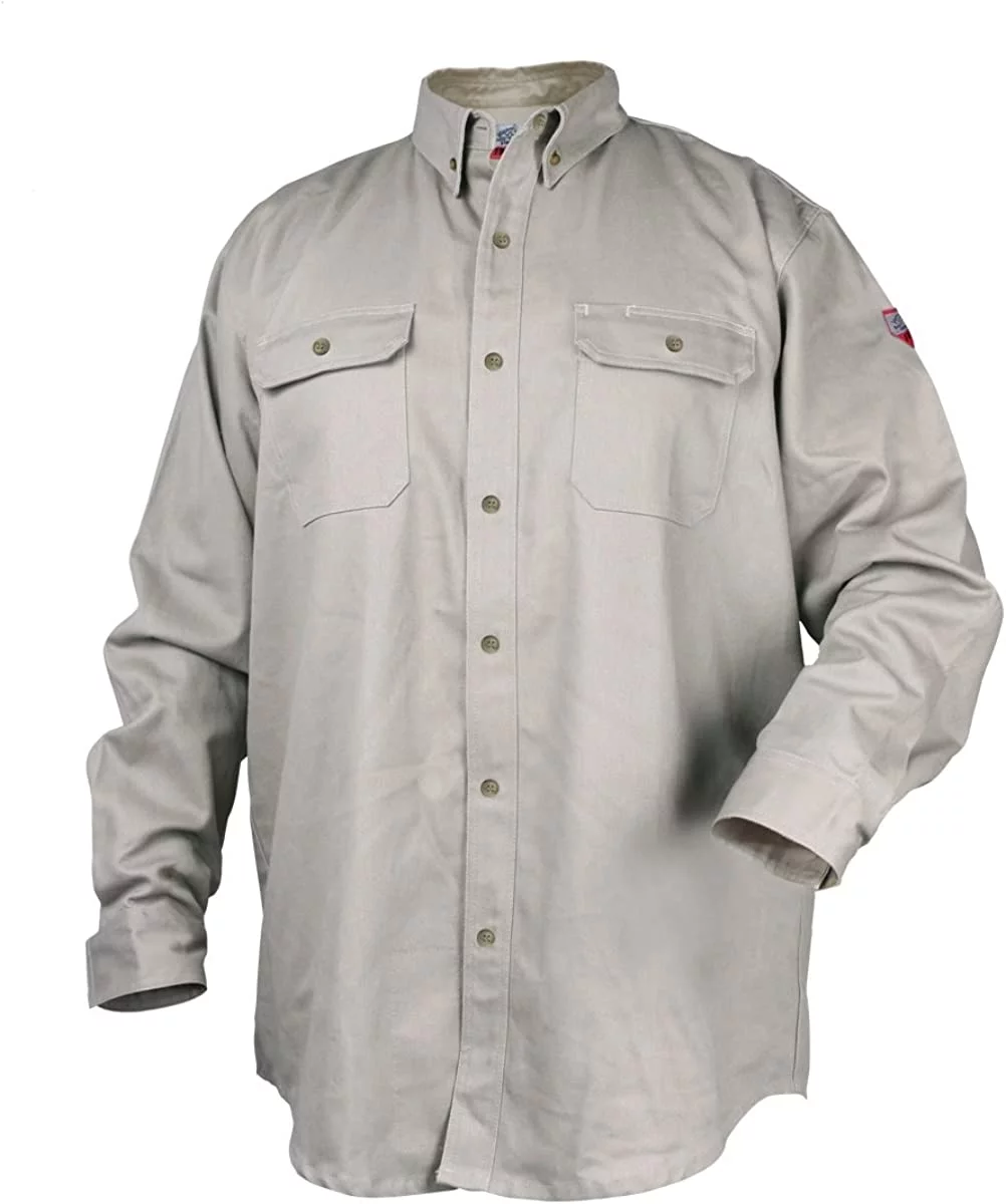Black Stallion WF2110-ST FR Cotton Work Shirt, NFPA 2112 Arc Rated, Stone Khaki, X-Large