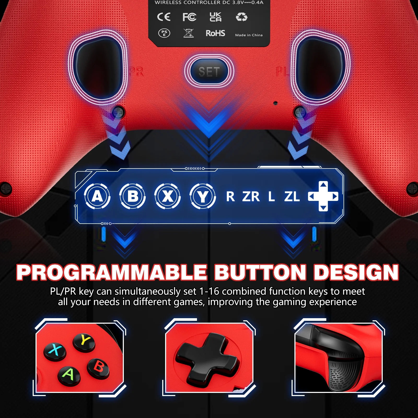 2 Pack Wireless Xbox One Controller, Compatible with Xbox One/One X/One S/Xbox Series S/Series X/PC (Blue and Red)