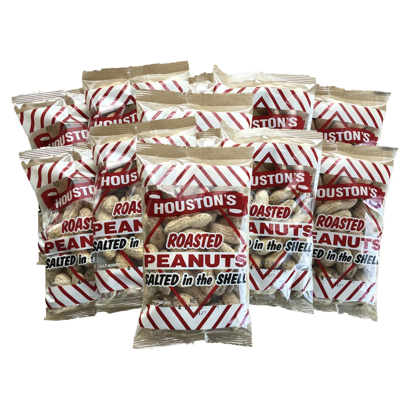 Houston's Roasted Salted In Shell Peanuts, 4 Ounce Bag (12-Pack)