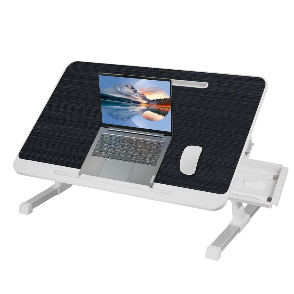 PWTOOL Bed Trays for Eating and Laptops | 5 Gear Heights Folding Lap Desk with Small Drawer | Large Size Lap Desks with Folding Legs for Working