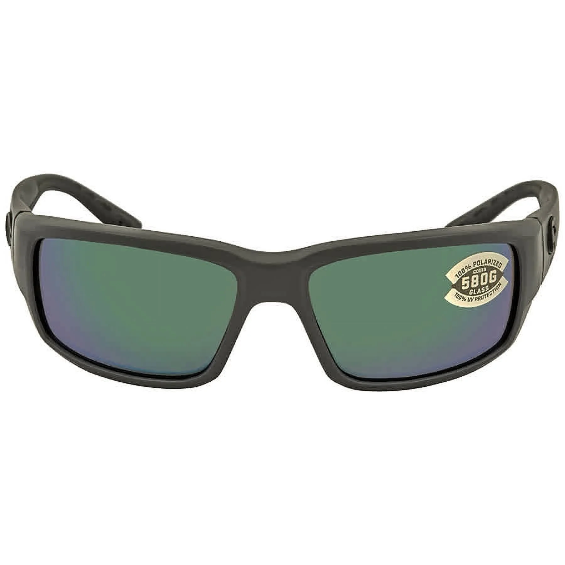 Costa Del Mar Mens Fantail 580G Polarized Rectangular Sunglasses - Matte Grey/Green Mirrored - 59 mm