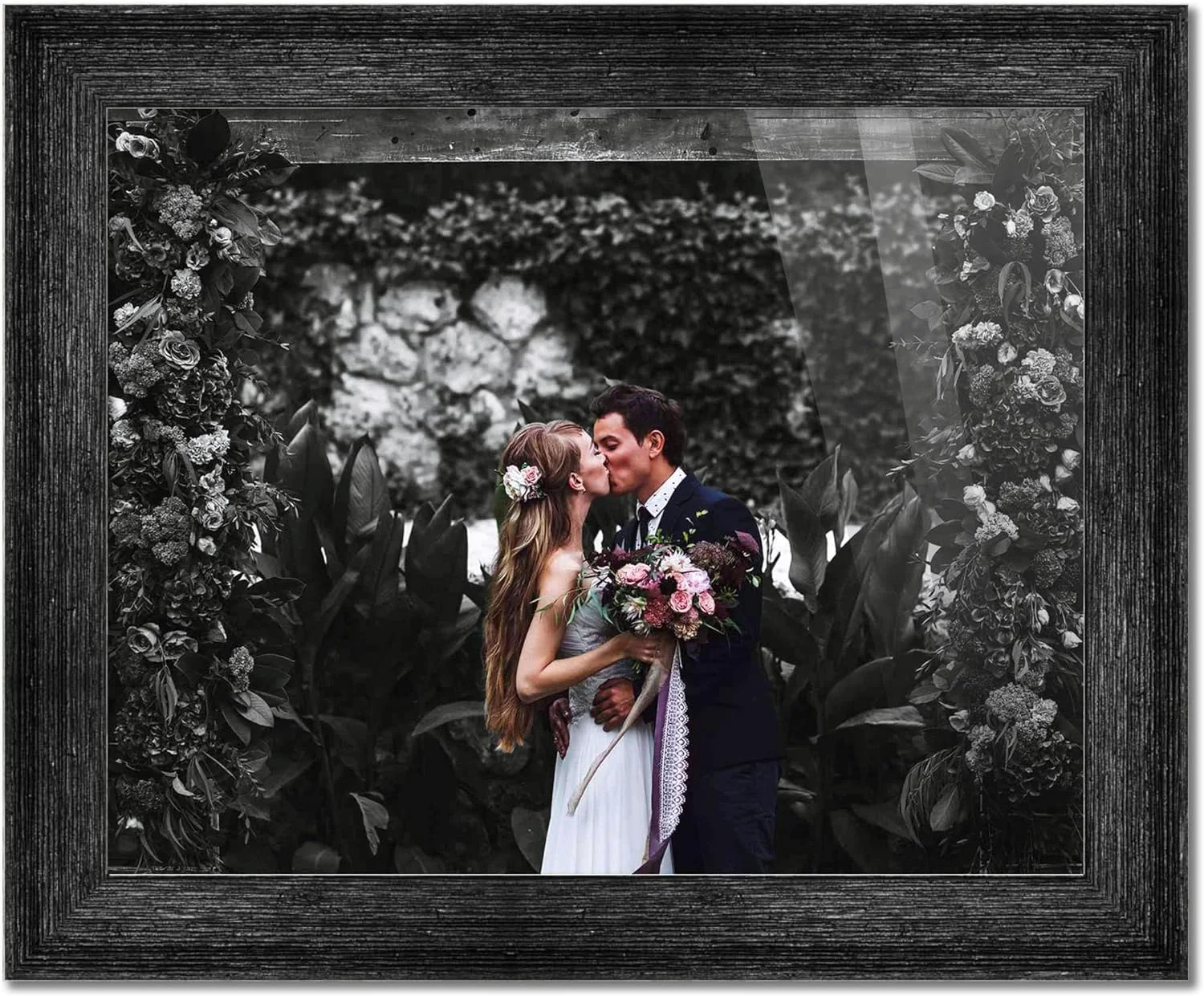 16X16 Frame Black Barnwood Picture Frame - Modern Photo Frame Includes UV Shatter Guard Front, Acid Foam Backing Board, Hanging Hardware Wood Square Frame Wall Frames For Family Photos