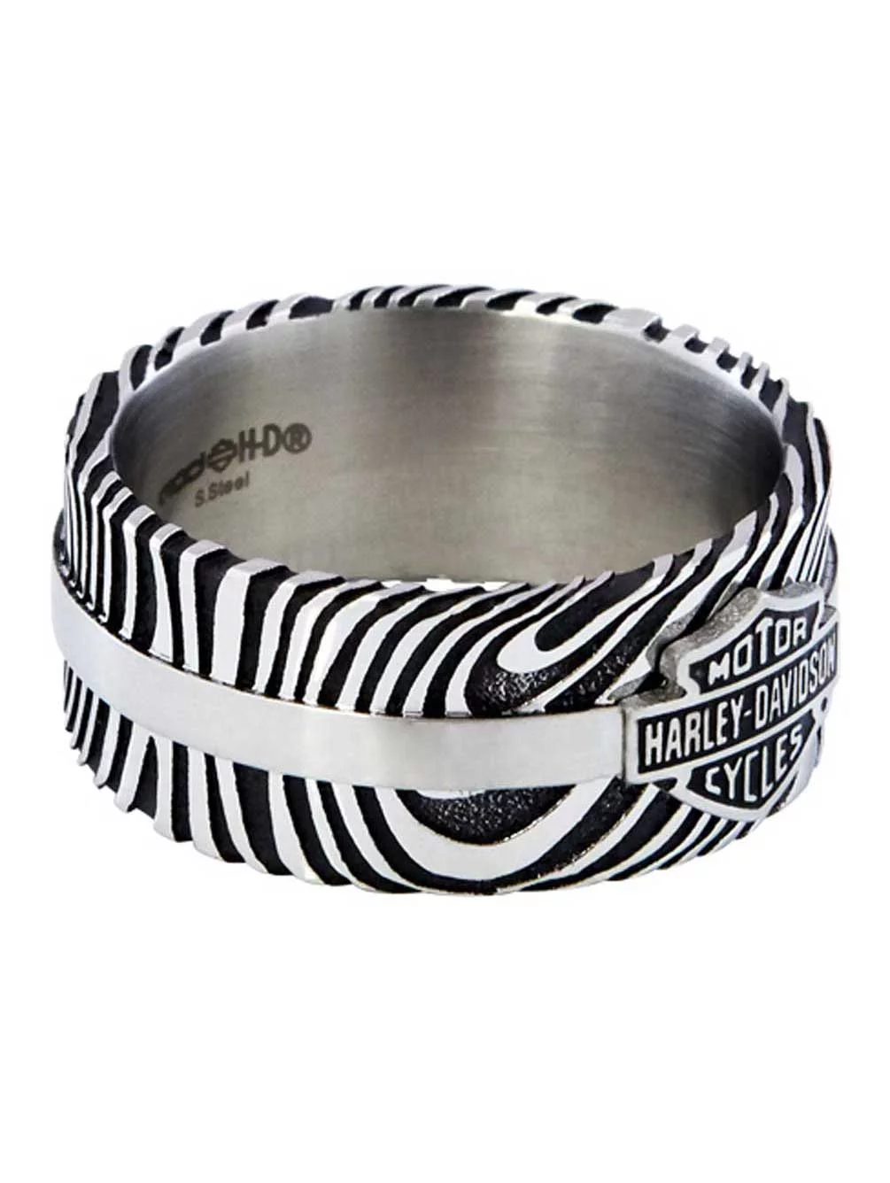 Harley-Davidson Men's Driftwood B&S Logo Ring Band, Stainless Steel HSR0078 (10), Harley Davidson