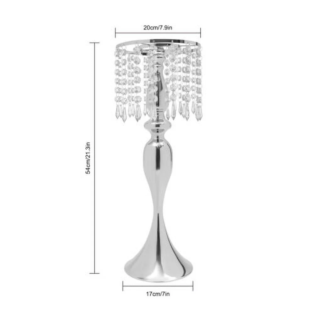 10 PCS Metal Silver Flower Vase Wedding Table Centerpieces Crystal Flower Stand