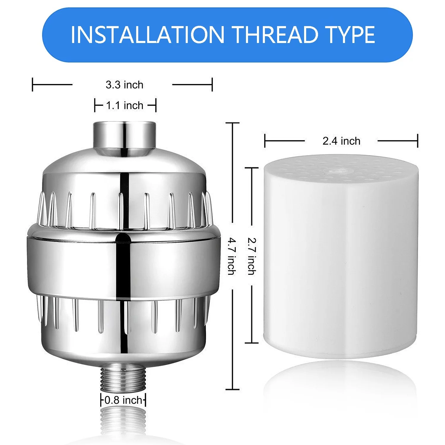 20 Stage Shower Filter For Hard Water, with 2 Replaceable Cartridge, High Output Shower Head Filter, Hard Water Filter