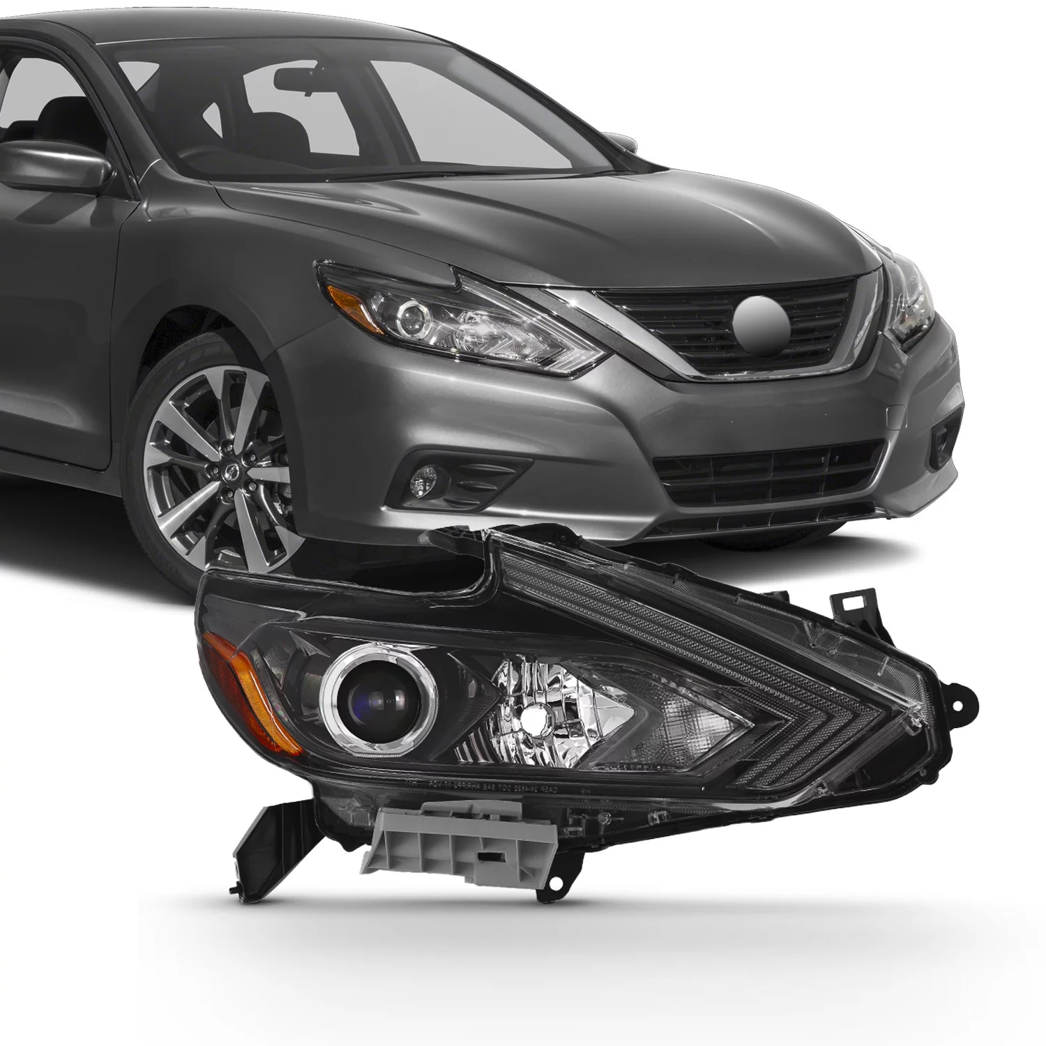 AKKON - Fits 2016 2017 2018 Altima Sedan Projector Black Headlight Passenger Right Side Headlamp Replacement