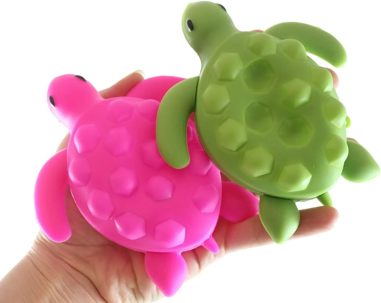 Set of 2 Sea Turtle Bubble Pop Ball - Cute Animal Poppers Squeeze - Silicone Push Poke Bubble Wrap Fidget Toy Bubble Popper Sensory Stress Toy OT (Random Colors)