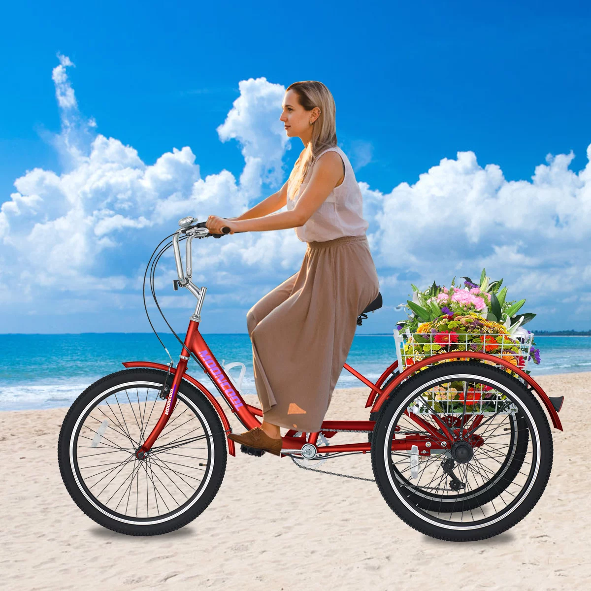 ABORON 26 inch 7 Speed Adult Tricycles , 3-Wheels Cruiser Bike with Basket, Trikes for Women, Men, Seniors,Adult