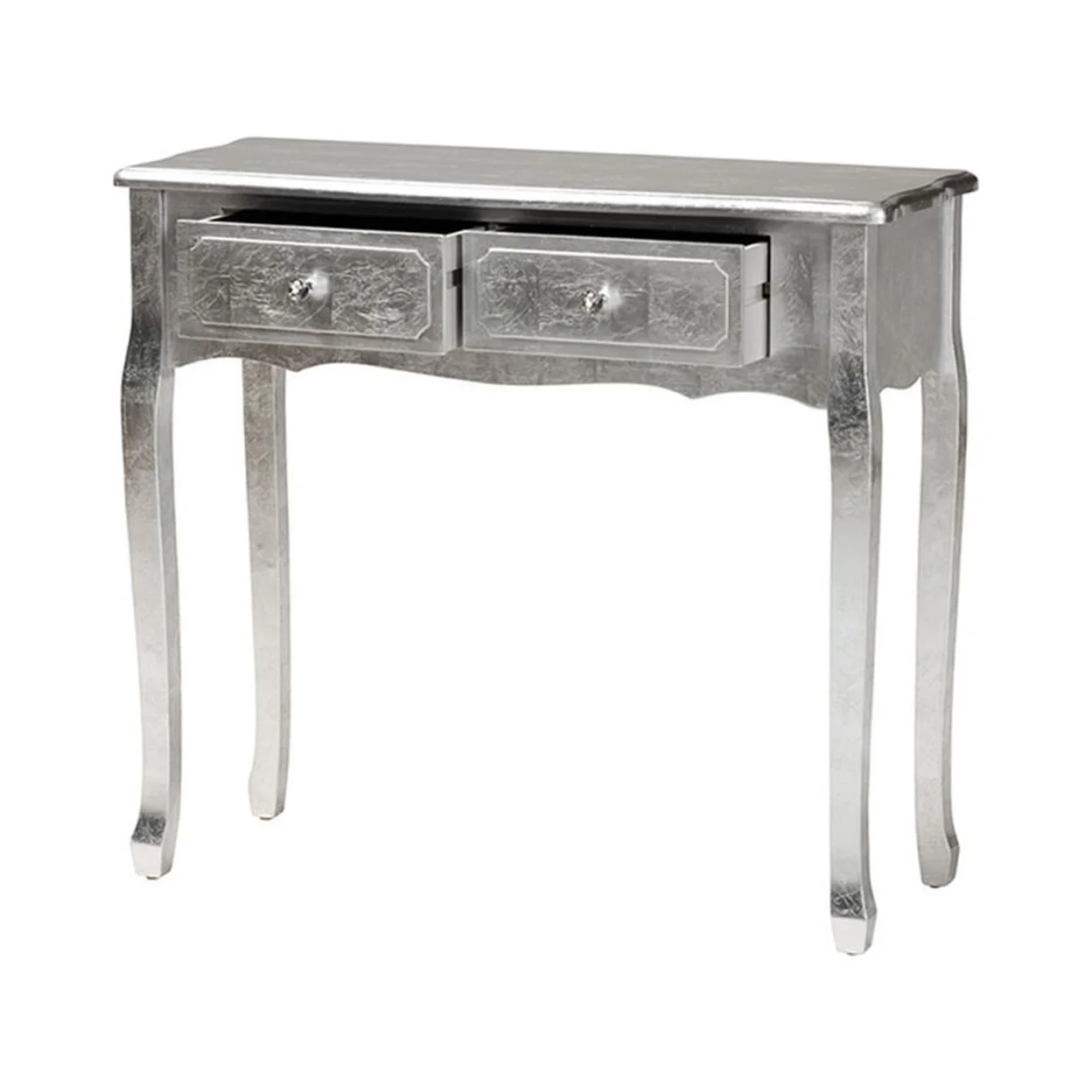 Baxton Studio Newton Classic and Traditional Silver Finsihed Wood 2-Drawer Console Table
