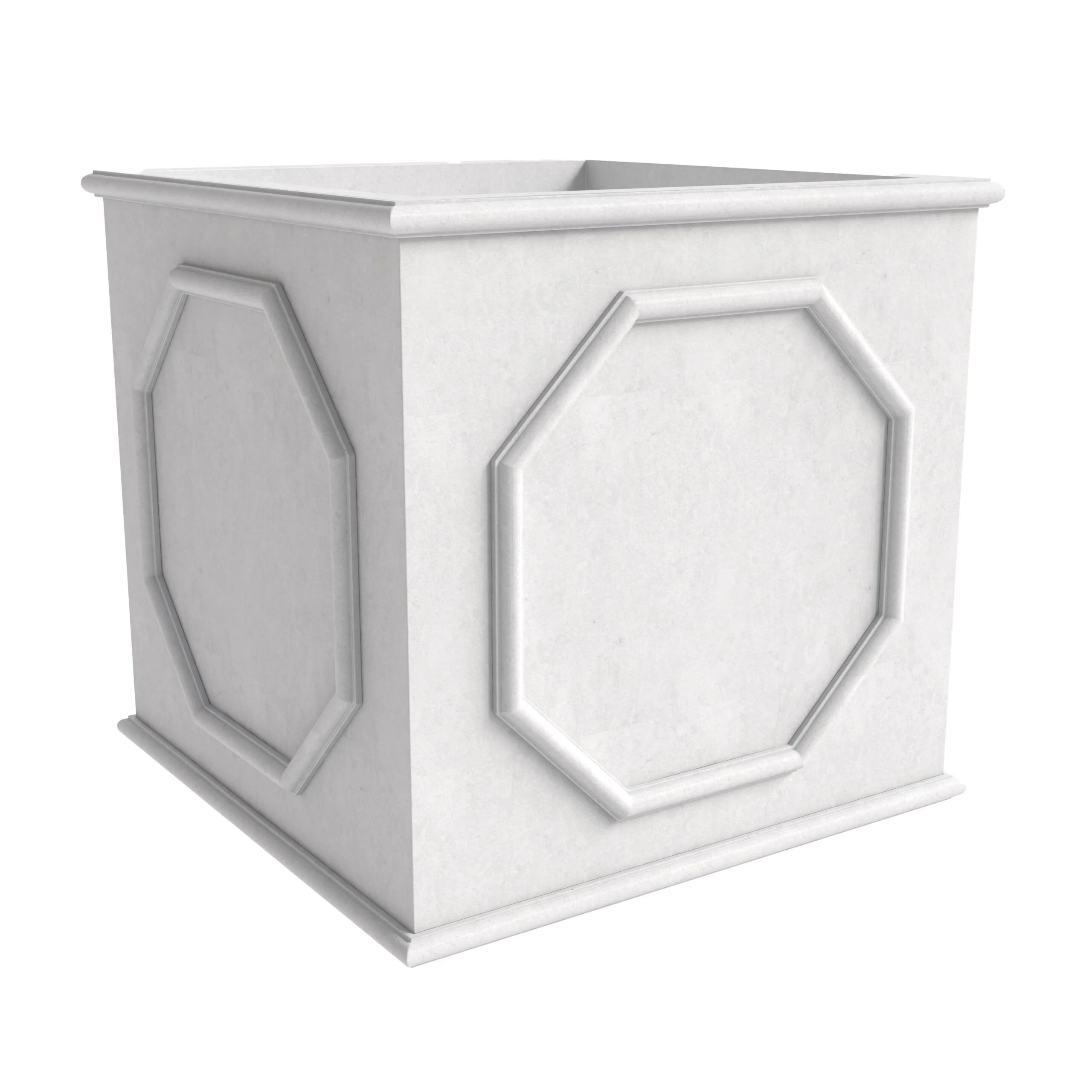 LeisureMod Modern Sprout Fiberstone and MgO Clay Square Planter White 25.6