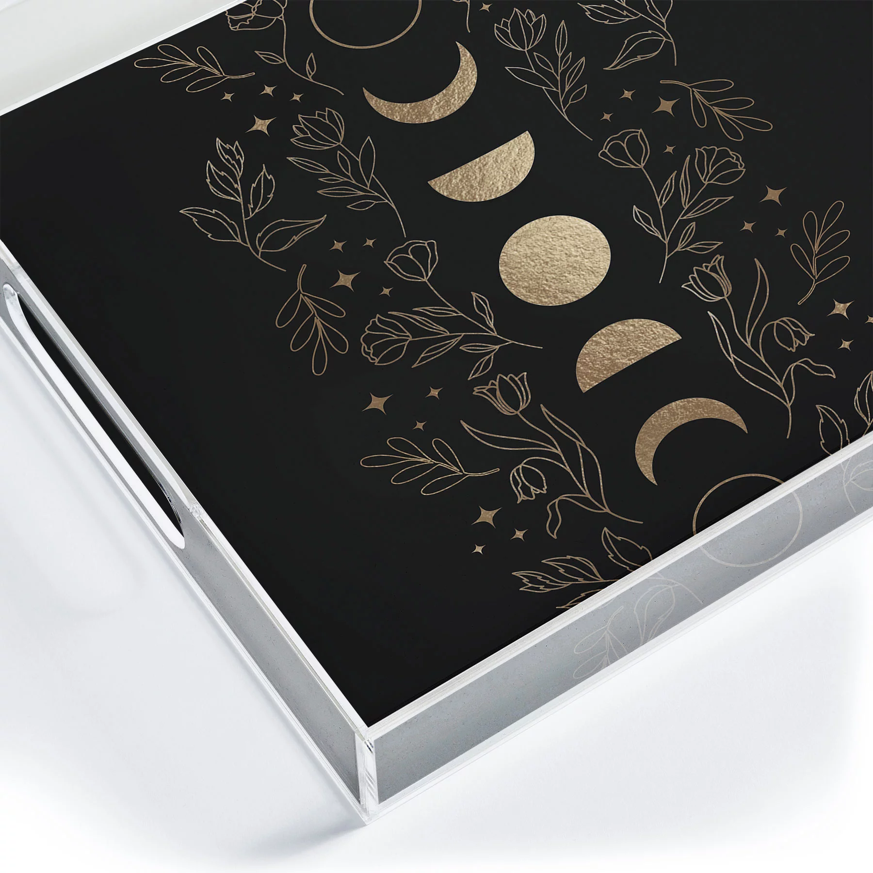 Society6 Gold Moon Phases by Emanuela Carratoni Acrylic Tray