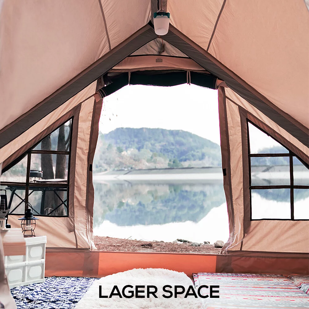 Inflatable Camping Tent with Pump, Glamping Tents, Easy Setup Waterproof Windproof Outdoor Blow Up Tent, 4 Season Oxford Cabin Tent Suitable for 3-8 people,L