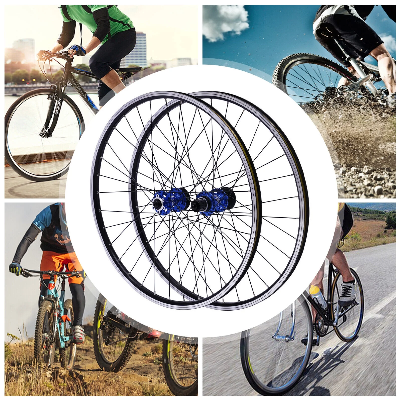 Mountain Bike Wheelset 27.5 Inch, Aluminum Alloy Dual Six-Hole Disc Brakes MTB Wheelset Quick Release Front and Rear Bike Wheels Bicycle Wheels Fit Cassette Bicycle Wheelset