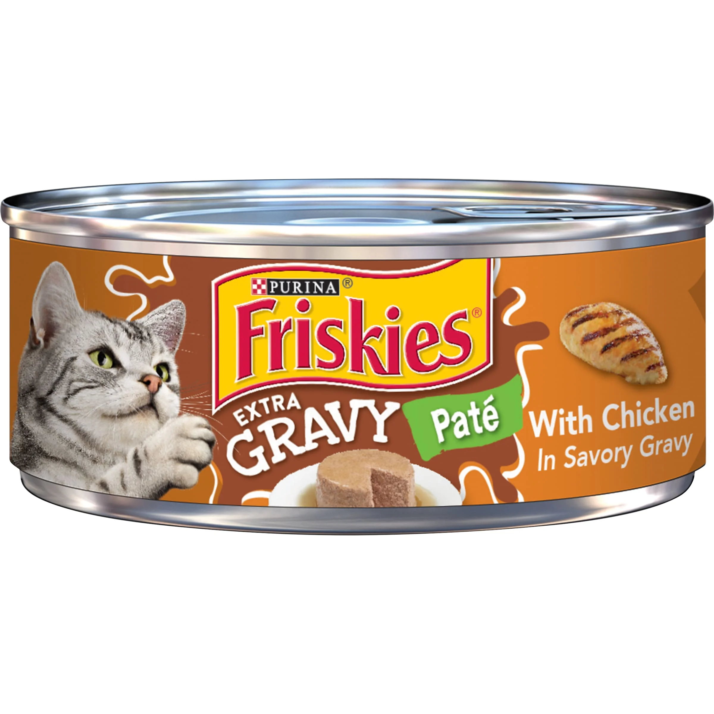 (24 pack) Purina Friskies Gravy Pate Wet Cat Food Extra Gravy Pate With Chicken in Savory Gravy - 5.5 oz. Can