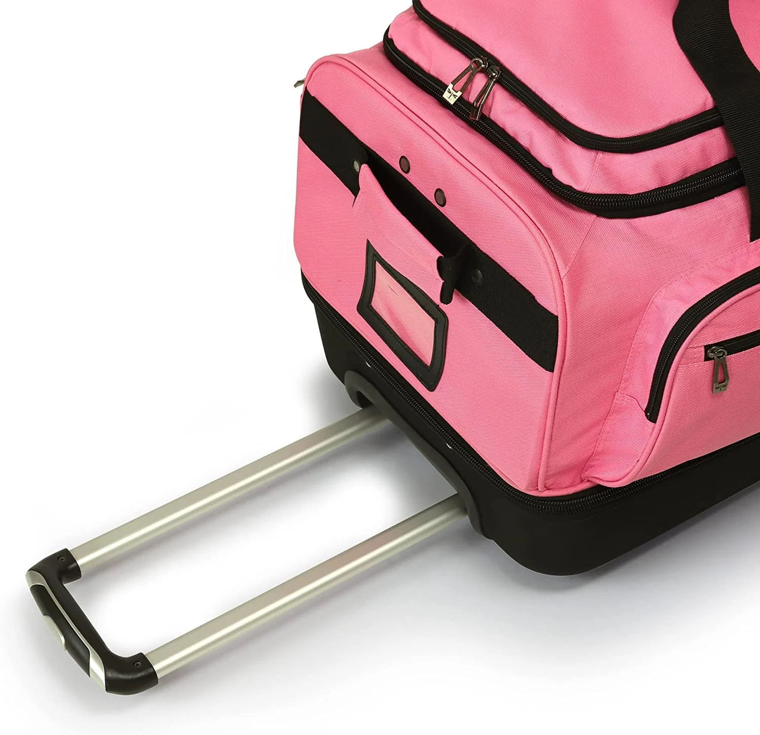 Newly Designed Garment Rack 28 inch Duffel with Wheels, Collapsible Lightweight Drop-Bottom Dance Costume Travel Luggage, Pink/Black…