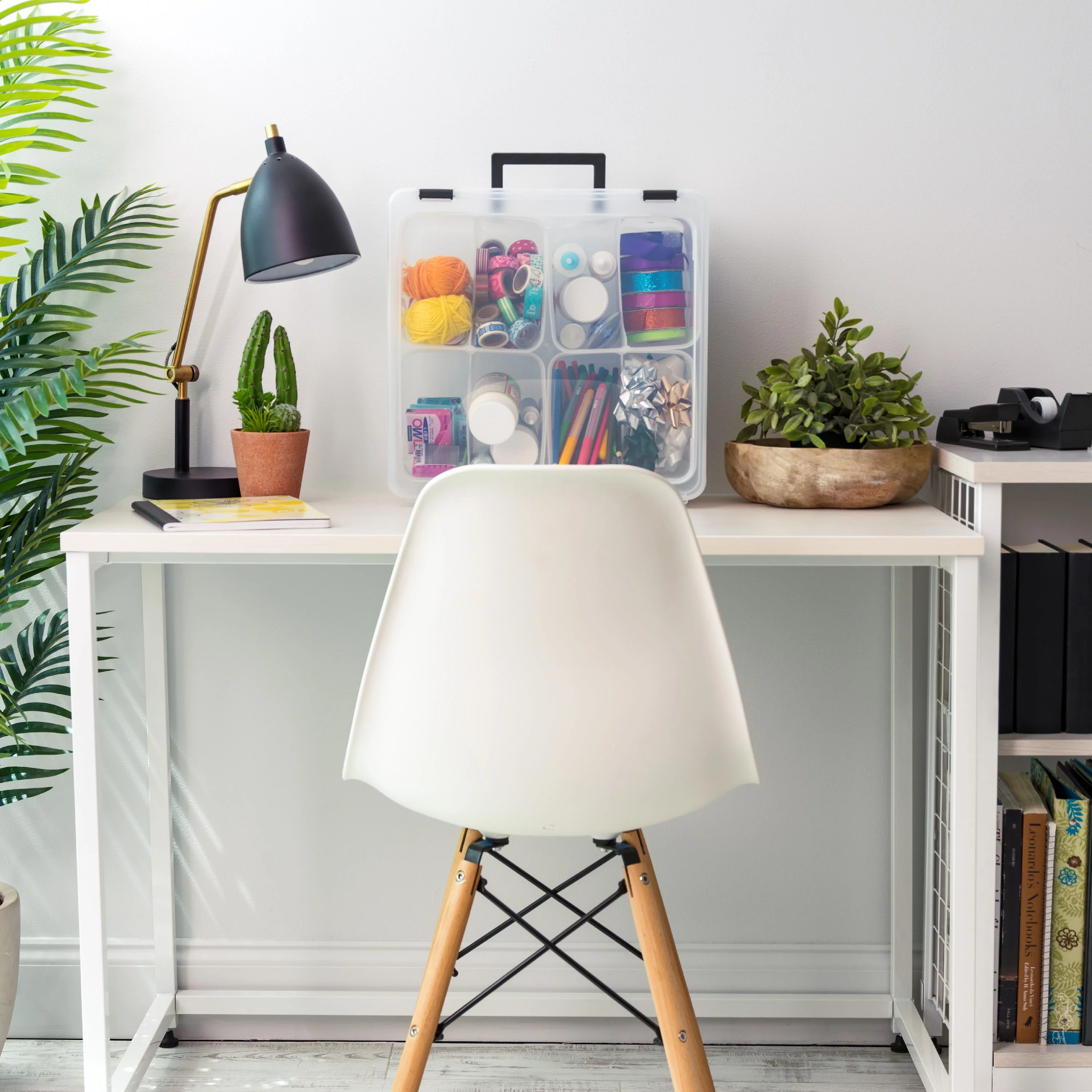 IRIS USA, Divided Craft Bin, 2 Pack, Clear