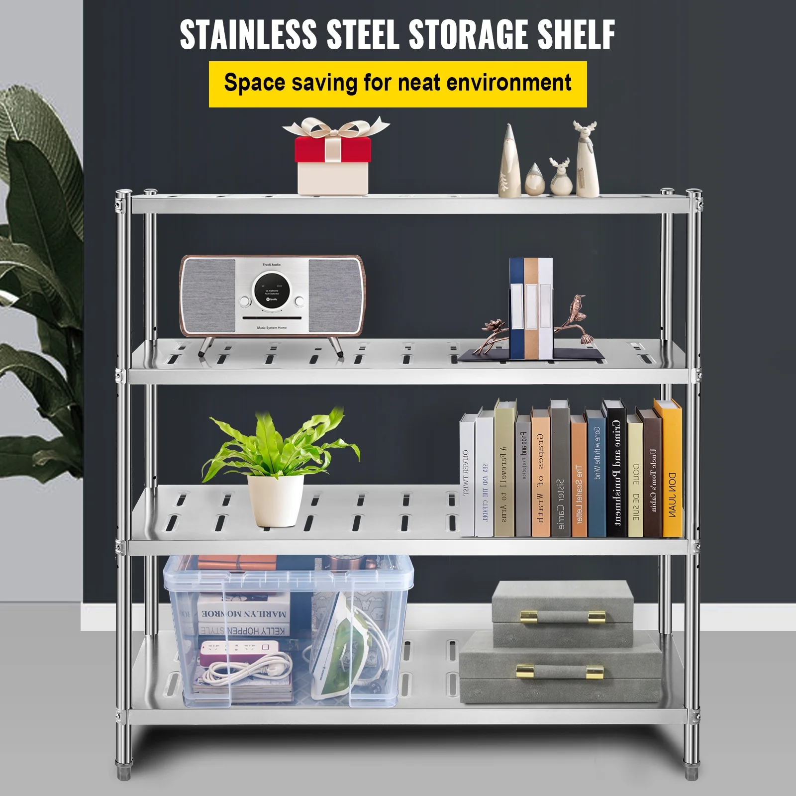 SKYSHALO 59.1 x 17.7 x 70.9 inch  Storage Shelf, 5-Tier Storage Shelving Unit, Stainless Steel Garage Shelf, Heavy Duty Storage Shelving, 661 Lbs Total Capacity with Adjustable Height and Vent Holes