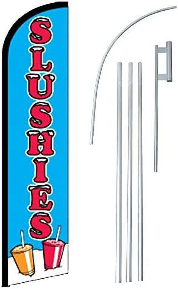 12-Foot SUPER Swooper (Windless) Feather Flag With Heavy-Duty Anodized Aluminum 15-Foot Pole And Ground Spike