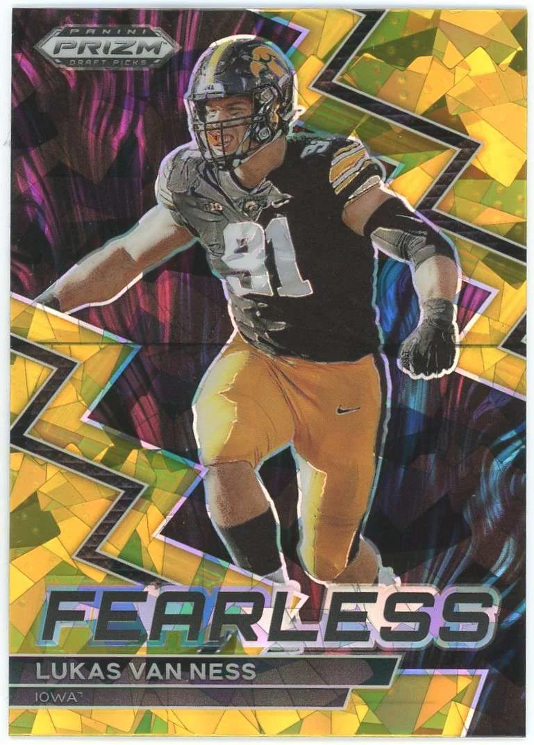 NFL 2023 Panini Prizm Draft Picks Gold Ice Prizm Lukas Van Ness F-11 (Rookie, Fearless)