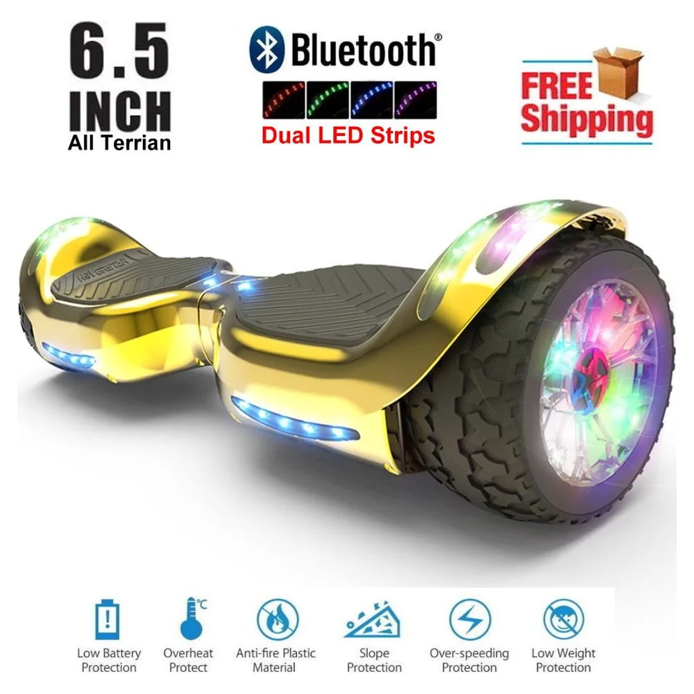 HOVERSTAR Hoverboard Certified HS2.0 Flash Wheel with LED Light Self Balancing Wheel Electric Scooter Chrome Gold