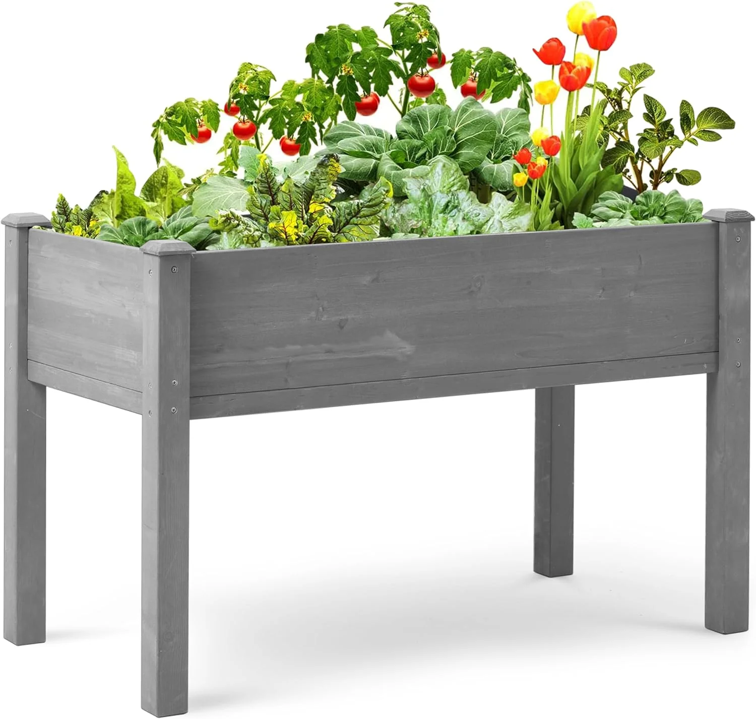 48x24x30'' Raised Garden Bed with Legs , Solid Wood Elevated Planter Box for Outdoor