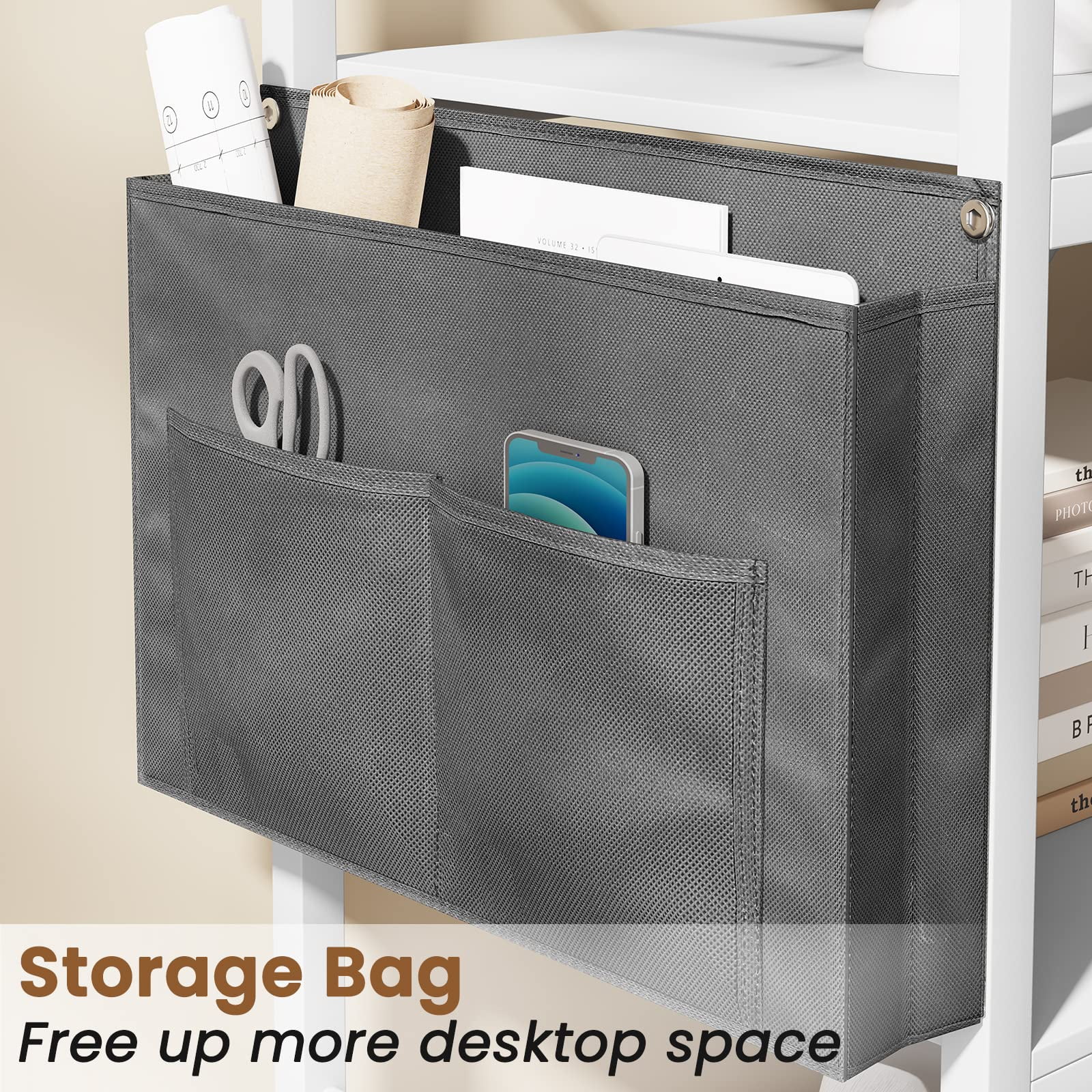 47” Filing Cabinet with Power Strip, 2 Drawer File Cabinet with Lock, White Finish