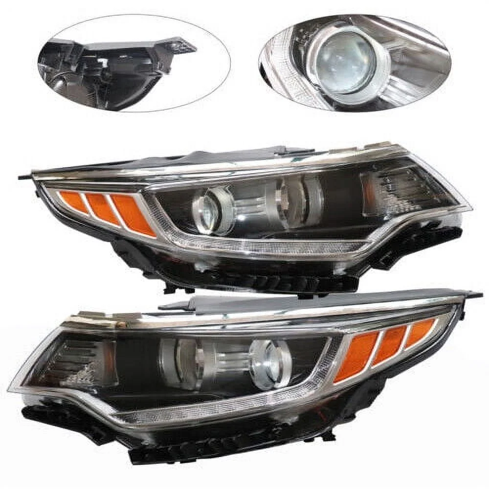 DENEST Projector Headlight Assembly for 2016-2018 Kia Optima Left+Right Pair w/ LED DRL