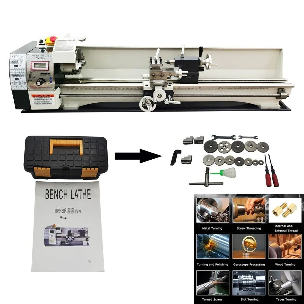 PreAsion High Precision Miniature Inch Precision Length Metal Bench Lathe 8