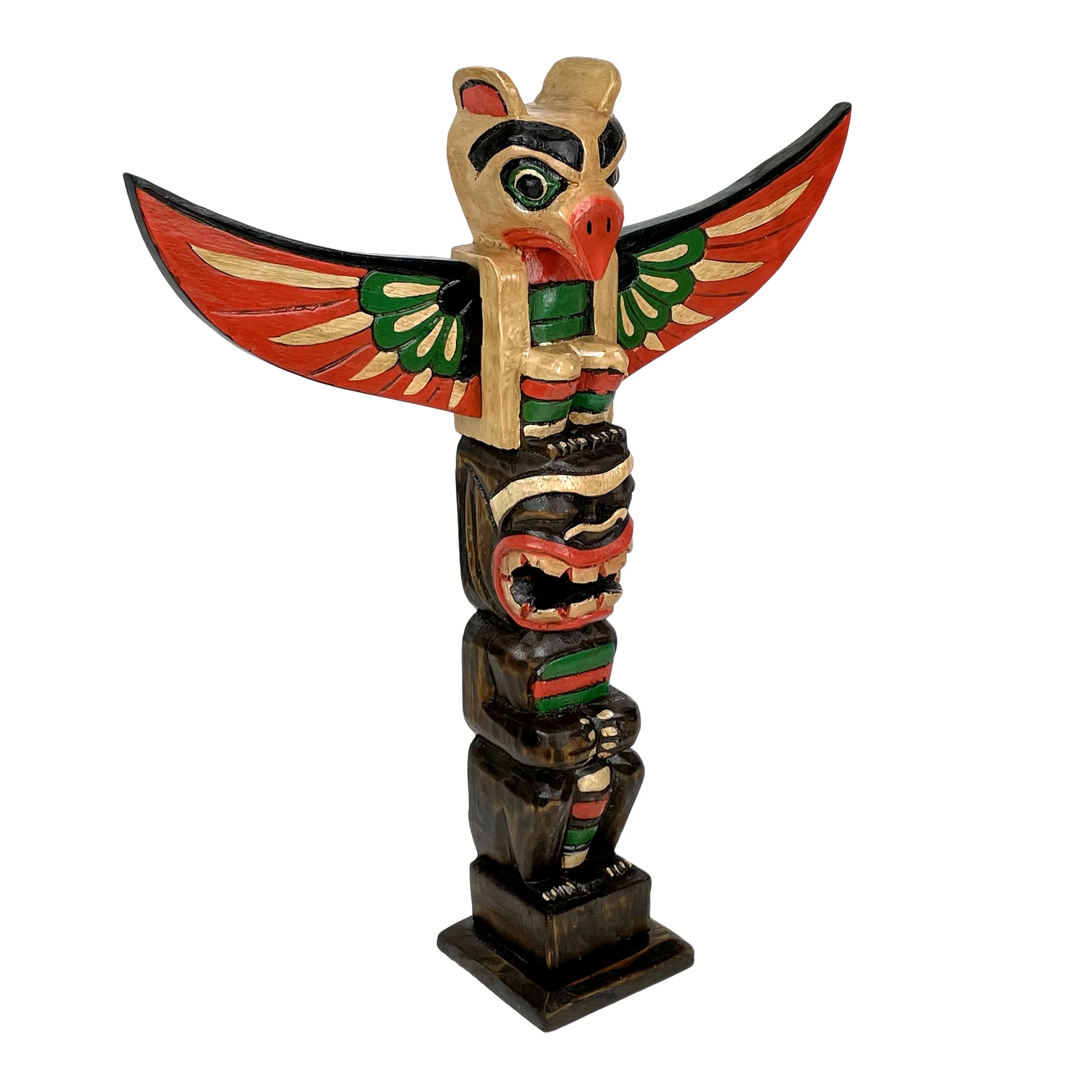 Zeckos 20 inch Light Brown Wood Carved Northwest Coast Totem Sculpture Home Decor