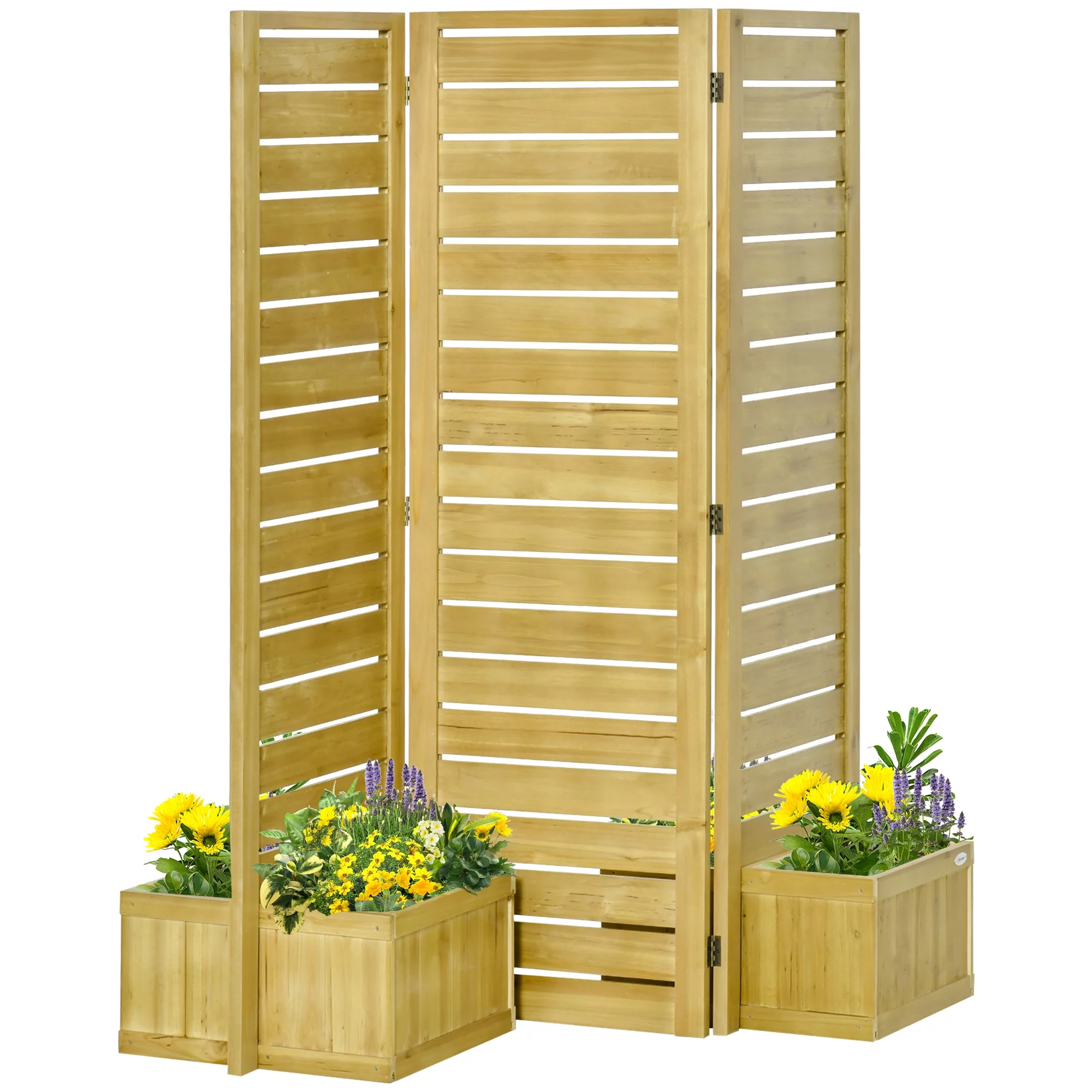 Outsunny Freestanding Outdoor Privacy Screen, 66 in x 62.5 in, Natural