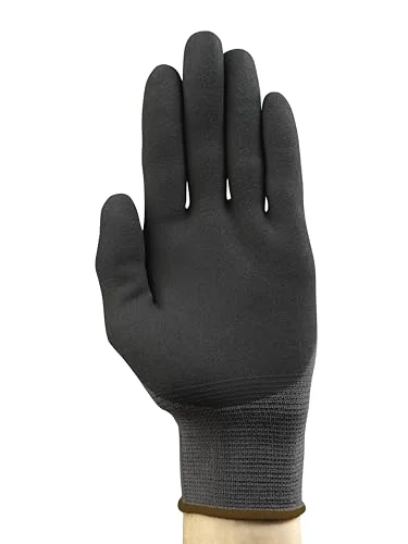 Ansell HyFlex 11-840 Ergonomic Abrasion-Resistant Nylon Spandex Nitrile Coated Industrial Gloves for Automotive, Fabrication - Small (7) Grey (3 Pairs)