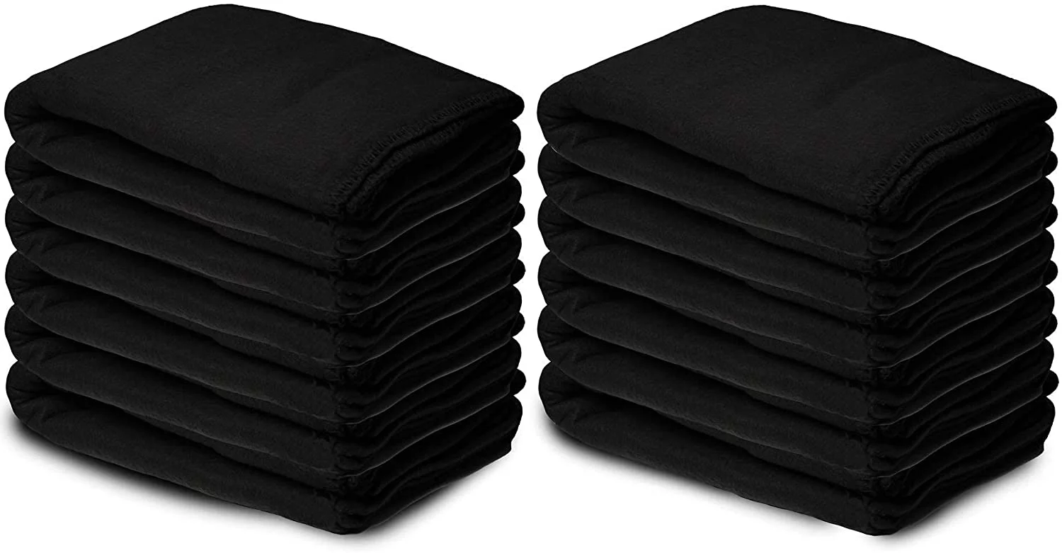 SOCKS'NBULK Bulk Soft Fleece Blankets 50 X 60, Cozy Warm Throw Blanket Sofa Travel Outdoor, Wholesale (50 X 60, 60 Pack Black Plaid)