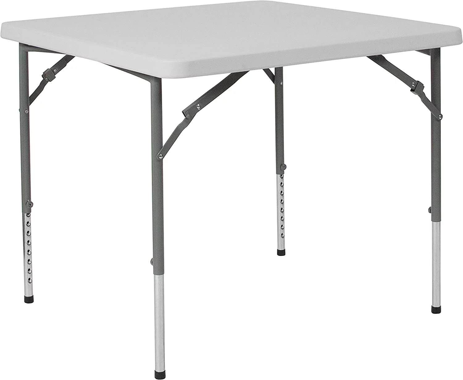 2.79-Foot Square Height Adjustable Granite White Plastic Folding Table
