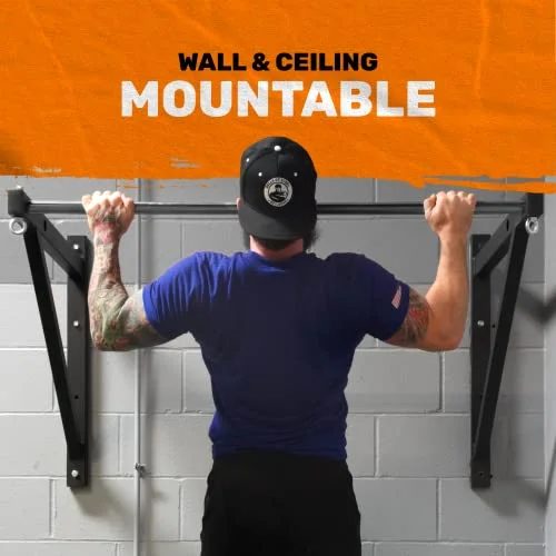 Bells of Steel Pull Up Bar Chin Up Bar - Pullup Bar Wall Mount - Ceiling Mount Pull up Bar - Strength Training Pull-up Bars - 32 mm Diameter Indoor Pull up Bar, 14 Gauge Steel, 330 lb Capacity