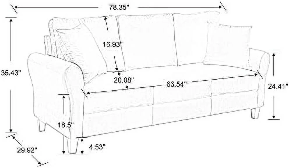 HBROLJF 78" Sofa Couch Velvet Modern Sofa Couch with 2 Pillow Small Bedroom Couch 3 Seater Futon Sofa Cama  Couches for Living Room Apartment-Green
