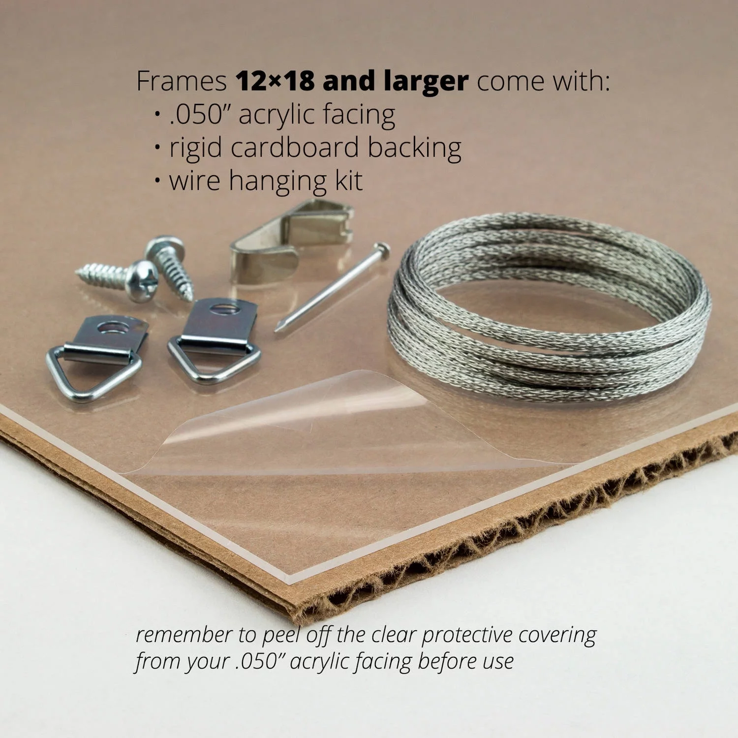Craig Frames Bauhaus 125, 24 x 24 inch Picture Frame, Modern Stainless Silver