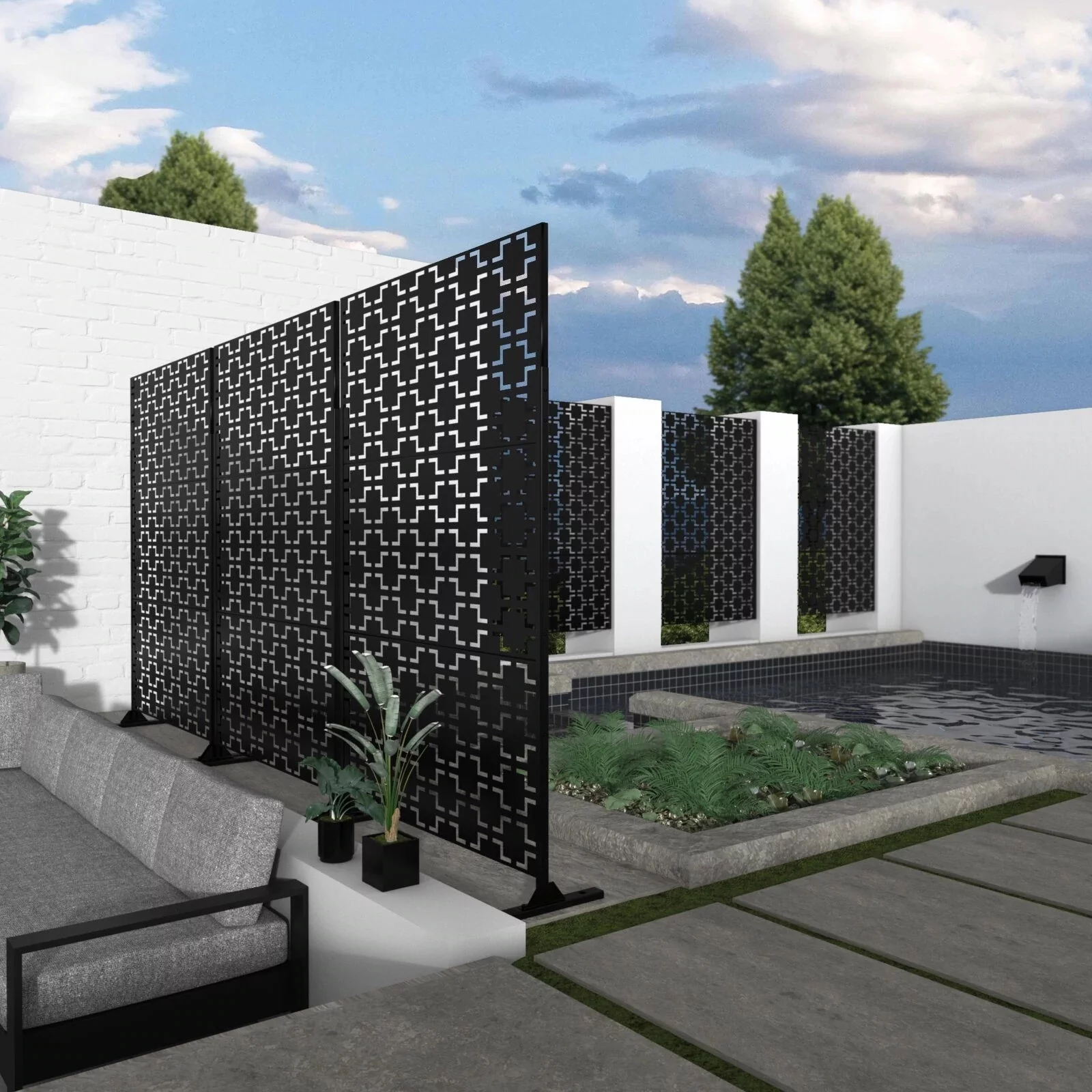 6.33 ft. H x 3.93 ft. W Laser Cut Metal Privacy Screen