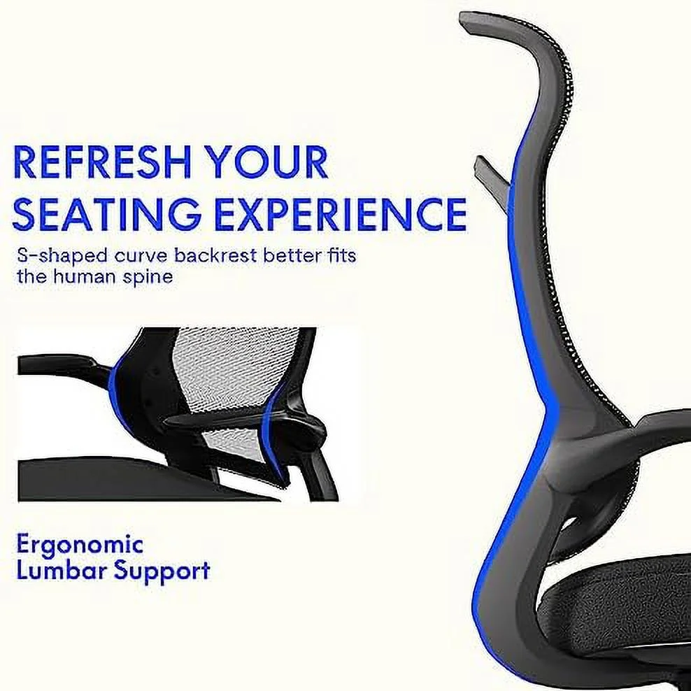 TJUNBOLIFE Office Chair HIgh Back Swivel Computer Chair with Rotable Armrests Height Adjustable Home Office Desk Chair with Wheels (Gray